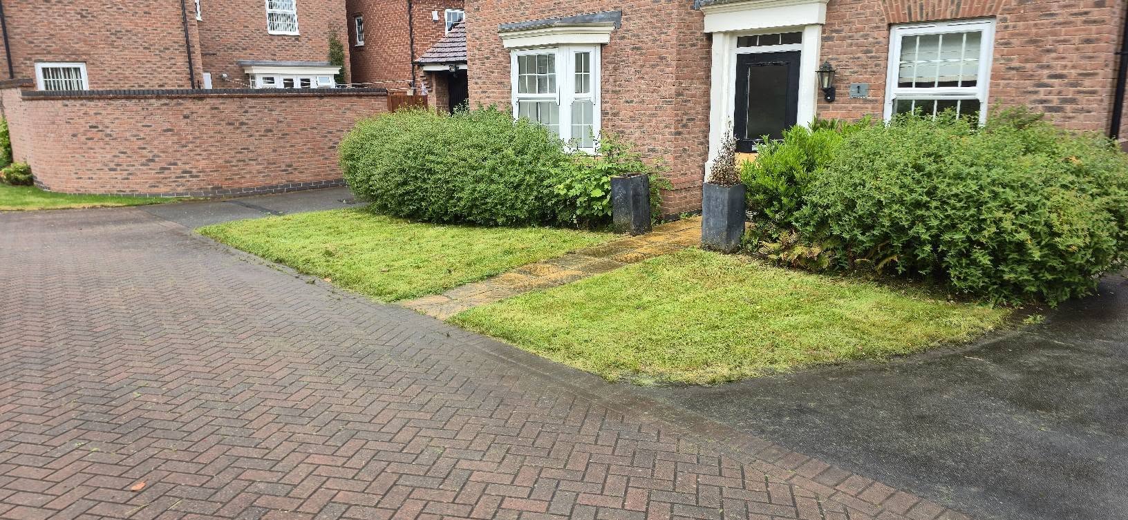 After front garden maintenance - pristine maintained lawn
